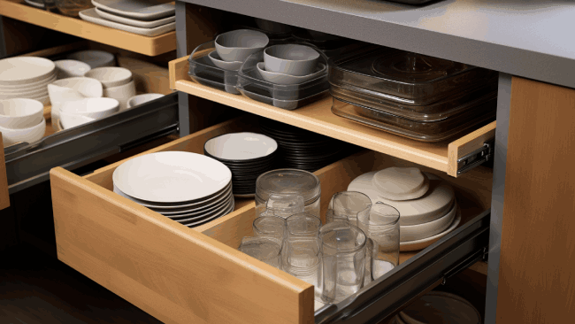 Shelf Risers and Drawer Organizers for Visibility