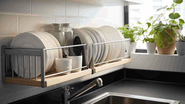 Where should I put my dish drainer rack